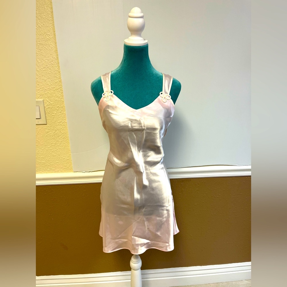 Val Mode Lingerie Blush Pink Satin Slip Dress – Size Medium
